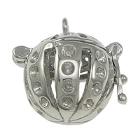 laiton Bola boule pendentif conclusion, Rond, Placage de couleur platine, peut être rempli avec des matériaux de bricolage & creux Environ 2mm, Diamètre inté Environ 12, 1mm, Vendu par PC