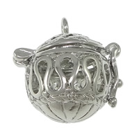 Bola pendentif boule, laiton, Rond, Placage de couleur platine, peut être rempli avec des matériaux de bricolage & creux Environ 2mm, Diamètre inté Environ 12mm, Vendu par PC