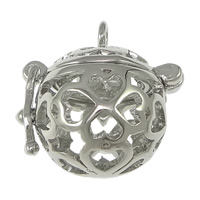 Bola pendentif boule, laiton, Rond, Placage de couleur platine, peut être rempli avec des matériaux de bricolage & creux Environ 2mm, Diamètre inté Environ 12mm, Vendu par PC