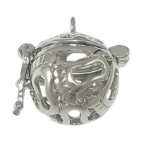 Bola pendentif boule, laiton, Rond, Placage de couleur platine, peut être rempli avec des matériaux de bricolage & creux Environ 2mm, Diamètre inté Environ 12mm, Vendu par PC