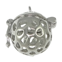 Bola pendentif boule, laiton, Rond, Placage de couleur platine, peut être rempli avec des matériaux de bricolage & creux Environ 2mm, Diamètre inté Environ 12mm, Vendu par PC