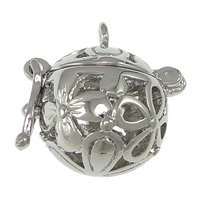 Bola pendentif boule, laiton, Rond, Placage de couleur platine, peut être rempli avec des matériaux de bricolage & creux Environ 2mm, Diamètre inté Environ 12mm, Vendu par PC