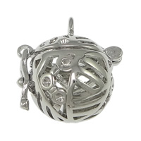 laiton Bola boule pendentif conclusion, Rond, Placage de couleur platine, peut être rempli avec des matériaux de bricolage & creux Environ 2mm, Diamètre inté Environ 12,1mm, Vendu par PC