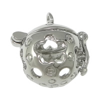 Bola pendentif boule, laiton, Rond, Placage de couleur platine, peut être rempli avec des matériaux de bricolage & creux Environ 2mm, Diamètre inté Environ 12mm, Vendu par PC