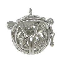 Bola pendentif boule, laiton, Rond, Placage de couleur platine, peut être rempli avec des matériaux de bricolage & creux Environ 2mm, Diamètre inté Environ 12mm, Vendu par PC