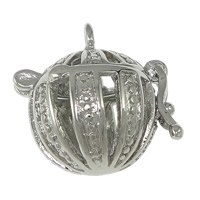 Bola pendentif boule, laiton, Rond, Placage de couleur platine, peut être rempli avec des matériaux de bricolage & creux Environ 2mm, Diamètre inté Environ 12mm, Vendu par PC