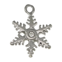 Rhinestone Stainless Steel Pendants, Snowflake, with rhinestone, original color Approx 1mm 