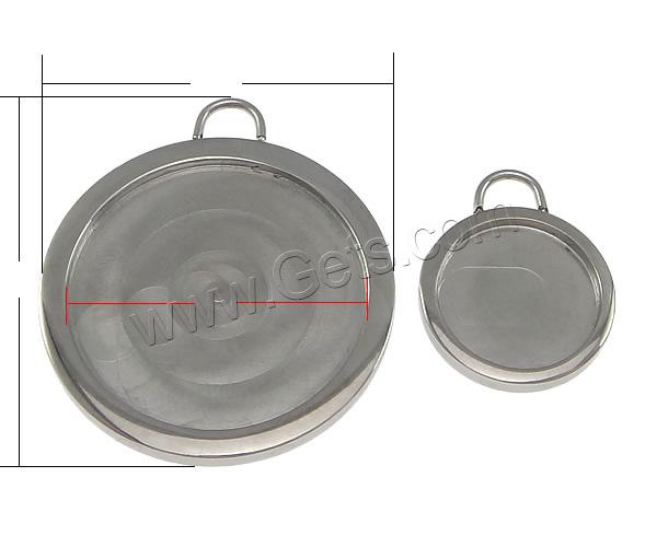 Stainless Steel Pendant Setting, Flat Round, different size for choice, original color, Hole:Approx 4x3mm, Sold By PC