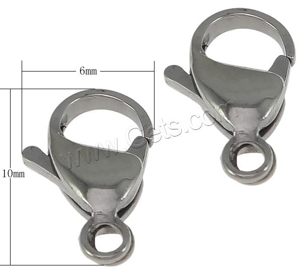 Stainless Steel Lobster Claw Clasp, 304 Stainless Steel, Customized, original color, 10x6x3mm, Hole:Approx 1.5mm, 1000PCs/Bag, Sold By Bag