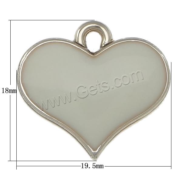 Zinc Alloy Heart Pendants, plated, enamel, more colors for choice, nickel, lead & cadmium free, 19.5x18x3mm, Hole:Approx 2mm, Sold By PC