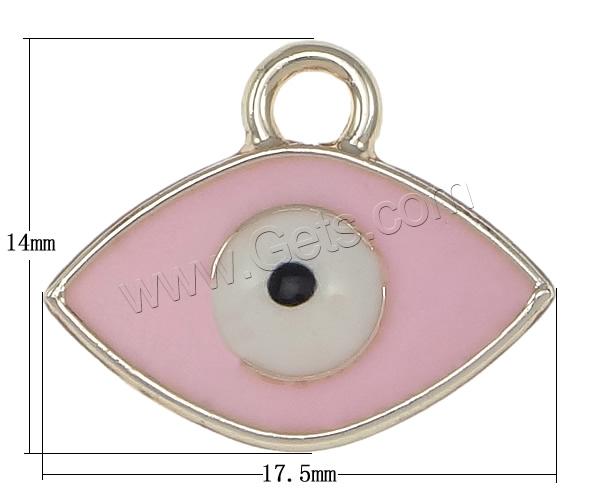 Zink-Legierung Evil Eye Anhänger, Zinklegierung, blöser Blick, plattiert, Emaille, keine, frei von Nickel, Blei & Kadmium, 17.5x14x3mm, Bohrung:ca. 2.5mm, verkauft von PC