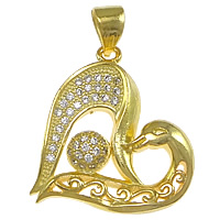 Cubic Zirconia Micro Pave Brass Pendant, Heart, plated, micro pave 43 pcs cubic zirconia Approx 