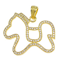 Cubic Zirconia Micro Pave Brass Pendant, Horse, plated, micro pave 103 pcs cubic zirconia Approx 