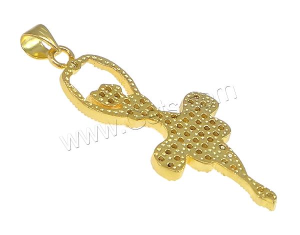 Colgante de Micro Pavé de Zirconía Cúbica, metal, Niña, chapado, Micro pavé con 49 us zirconia cúbico, más colores para la opción, 17x39x2mm, agujero:aproximado 4x4mm, Vendido por UD