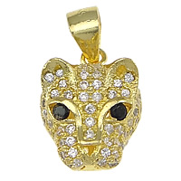 Cubic Zirconia Micro Pave Brass Pendant, Leopard, plated, micro pave 91 pcs cubic zirconia & hollow Approx 