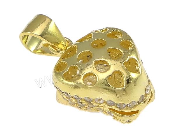 Cubic Zirconia Micro Pave Brass Pendant, Leopard, plated, micro pave 91 pcs cubic zirconia & hollow, more colors for choice, 10x14x7mm, Hole:Approx 3.5x4.5mm, Sold By PC