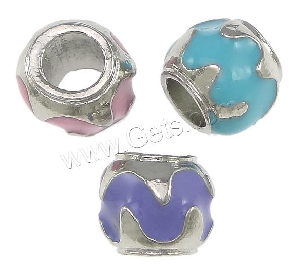 Enamel Zinc Alloy European Beads, Drum, plated, without troll, more colors for choice, nickel, lead & cadmium free, 9.5x8mm, Hole:Approx 5mm, Sold By PC