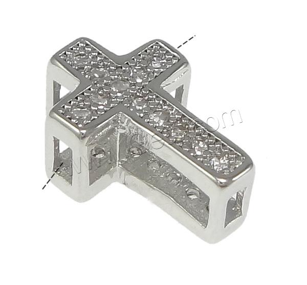 Cuentas Zirconia micro pavimenta cúbicos, metal, Cruces, chapado, Micro pavé con 24 piezas de circonio cúbico, más colores para la opción, 7.5x11x5mm, agujero:aproximado 3x1mm, Vendido por UD