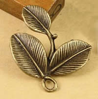 Pendentifs feuilles en alliage de zinc , Plaqué de couleur de bronze antique, protéger l'environnement, sans nickel, plomb et cadmium Environ 1.5-2.5mm Vendu par sac