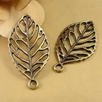 Pendentifs feuilles en alliage de zinc , Plaqué de couleur de bronze antique, protéger l'environnement, sans nickel, plomb et cadmium Environ 1.5-2.5mm Vendu par sac