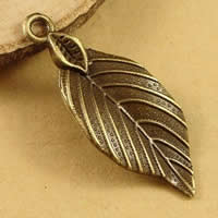 Pendentifs feuilles en alliage de zinc , Plaqué de couleur de bronze antique, protéger l'environnement, sans nickel, plomb et cadmium Environ 1.5-2.5mm Vendu par sac