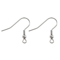 Stainless Steel Hook Earwire, with loop, original color 0.8mm Approx 1.5mm 