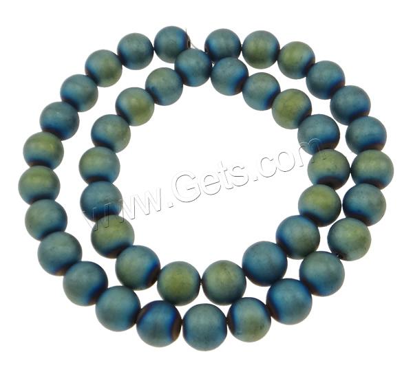 Perles hématite non-magnétique, hématite non magnétique, Rond, normes différentes pour le choix & givré, bleu, Trou:Environ 2mm, Longueur:Environ 15.7 pouce, Vendu par brin