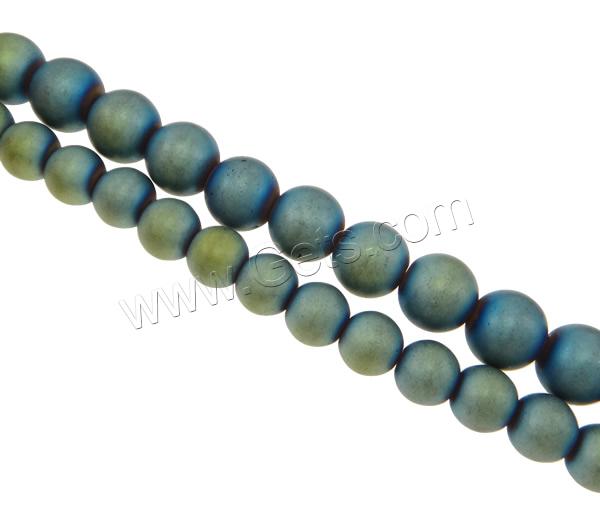 Perles hématite non-magnétique, hématite non magnétique, Rond, normes différentes pour le choix & givré, bleu, Trou:Environ 2mm, Longueur:Environ 15.7 pouce, Vendu par brin