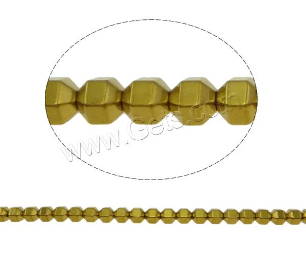 Las Perlas De Hematites Sin Magnético, Hematita no magnética, Tambor, chapado en color dorado, diverso tamaño para la opción, agujero:aproximado 1mm, longitud:aproximado 15.7 Inch, Vendido por Sarta