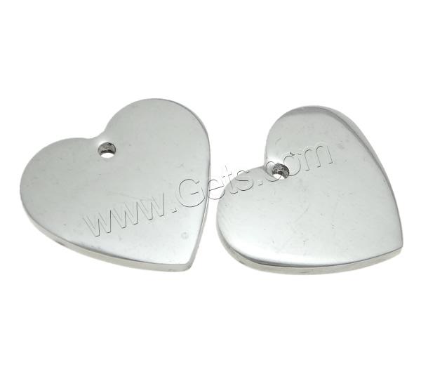 Tag en acier inoxydable, coeur, motif laser & Personnalisé, couleur originale, 17x16x2mm, Trou:Environ 1.5mm, 50PC/sac, Vendu par sac