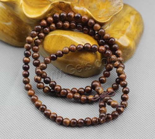 108 Abalorios Mala, Padauk negro, con Cuerda elástica de nylon, Esférico, longitud diferente para la opción & La joyería budista & diverso tamaño para la opción, 20Strandsfilamento/Grupo, Vendido por Grupo