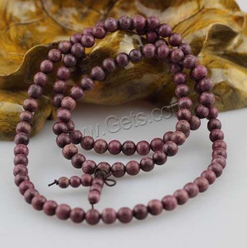 108 Abalorios Mala, Purpleheart, con Cuerda elástica de nylon, Esférico, longitud diferente para la opción & diverso tamaño para la opción, 20Strandsfilamento/Grupo, Vendido por Grupo