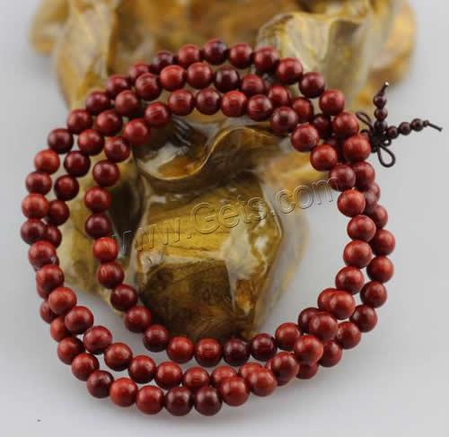 108 Abalorios Mala, Indonesia lobular Rosewood, con Cuerda elástica de nylon, Esférico, longitud diferente para la opción & La joyería budista & diverso tamaño para la opción, 20Strandsfilamento/Grupo, Vendido por Grupo