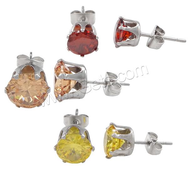 Stainless Steel Rhinestone Stud Earring, plated, different size for choice & with rhinestone, more colors for choice, Sold By Pair