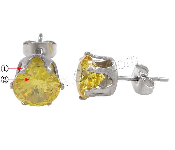Stainless Steel Rhinestone Stud Earring, plated, different size for choice & with rhinestone, more colors for choice, Sold By Pair