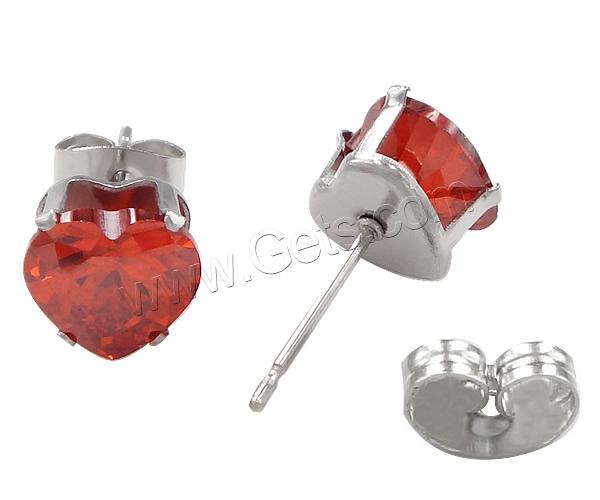 Stainless Steel Rhinestone Stud Earring, Heart, plated, different size for choice & with rhinestone, more colors for choice, Sold By Pair