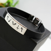 Men Bracelet, Rubber, with Zinc Alloy, platinum color plated, black, 60mm Approx 8 Inch 