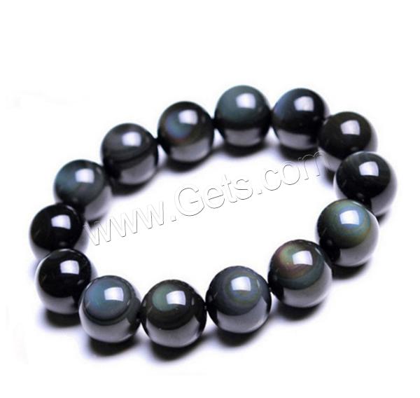 Negro Obsidiana pulsera, Obsidiana Negra, Esférico, diverso tamaño para la opción, Vendido por Sarta