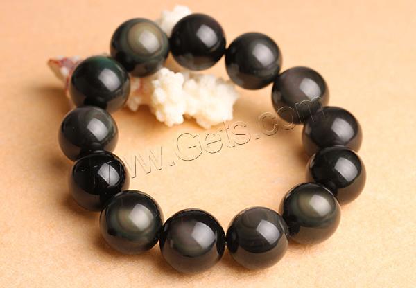 Negro Obsidiana pulsera, Obsidiana Negra, Esférico, diverso tamaño para la opción, Vendido por Sarta