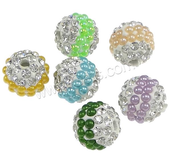 Perles d'argile Pave strass, argile, Rond, avec 34 pcs strass & normes différentes pour le choix & avec les perles en verre, plus de couleurs à choisir, protéger l'environnement, sans nickel, plomb et cadmium, Vendu par PC