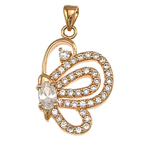 Cubic Zirconia Micro Pave Brass Pendant, Butterfly, plated, micro pave cubic zirconia Approx 