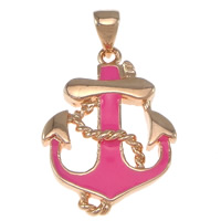 Enamel Brass Pendants, Anchor, plated, nautical pattern nickel, lead & cadmium free Approx 