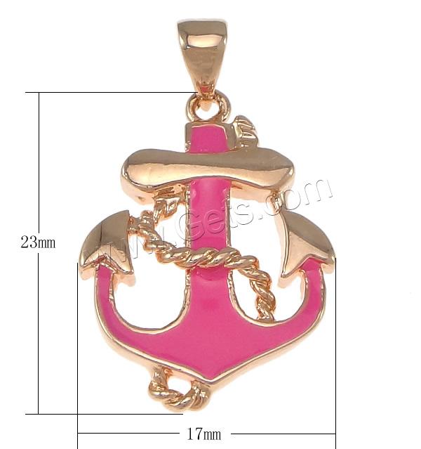 Enamel Brass Pendants, Anchor, plated, nautical pattern, more colors for choice, nickel, lead & cadmium free, 17x23x3mm, Hole:Approx 3x4mm, Sold By PC