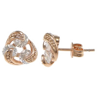 Boucles d'oreilles en laiton zircon cubique, triangle, Placage, avec zircone cubique, plus de couleurs à choisir, protéger l'environnement, sans nickel, plomb et cadmium Vendu par paire