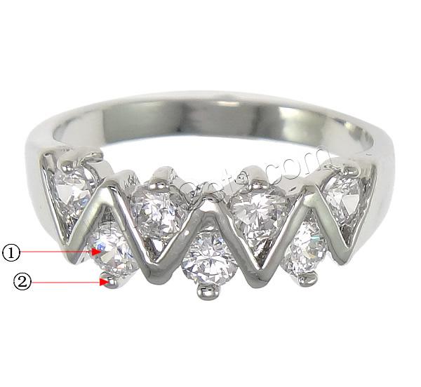 Cubic Zircon Brass Finger Ring, plated, with cubic zirconia, more colors for choice, nickel, lead & cadmium free, 7mm, US Ring Size:8, Sold By PC