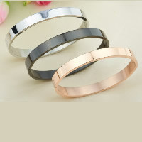 Acier titane Couple Bangle, ovale, Placage, pour le couple, plus de couleurs à choisir, 6mm, 8mm, Diamètre inté Environ  Environ 7 pouce, Environ 8 pouce, Vendu par paire