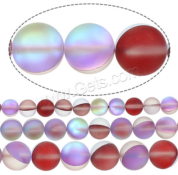 Glass Beads, Round, plated, different size for choice & frosted, Hole:Approx 1mm, Length:Approx 15.5 Inch, Sold By Strand