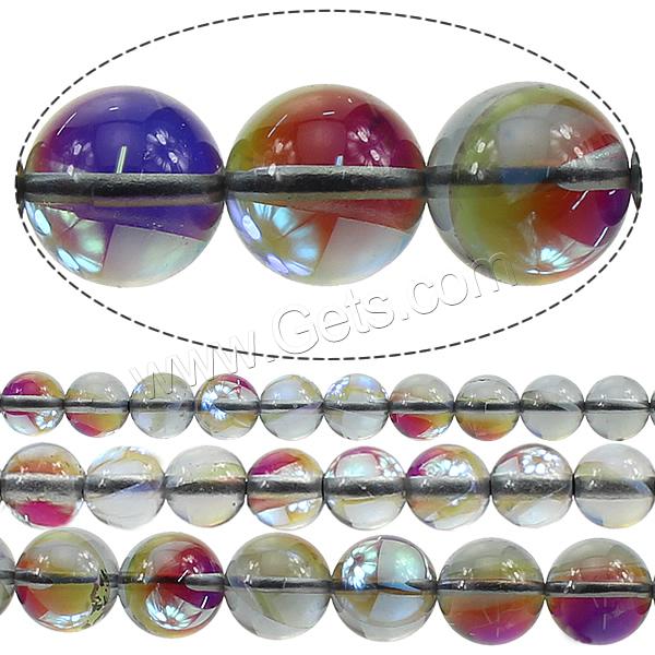 Glass Beads, Round, half-plated, different size for choice, Hole:Approx 1mm, Length:Approx 15.5 Inch, Sold By Strand