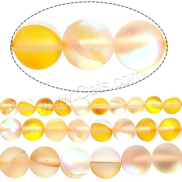 Glass Beads, Round, plated, different size for choice & frosted, Hole:Approx 1mm, Length:Approx 15.5 Inch, Sold By Strand