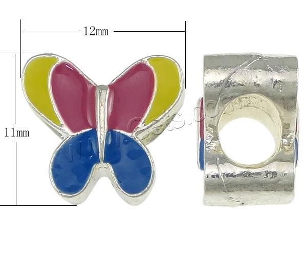 Émail Zinc Alloy European Beads, alliage de zinc, papillon, Placage, sans filetage & émail, plus de couleurs à choisir, protéger l'environnement, sans nickel, plomb et cadmium, 12x11x8mm, Trou:Environ 4.5mm, Vendu par PC